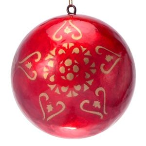 Red the Magnificent Lacquered Hand-made Painted Capiz Christmas Ornament